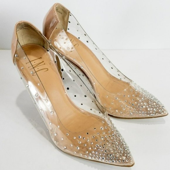 INC International Concepts Katey Clear Vinyl Pumps Silver Bling -6.5 - Picture 6 of 8